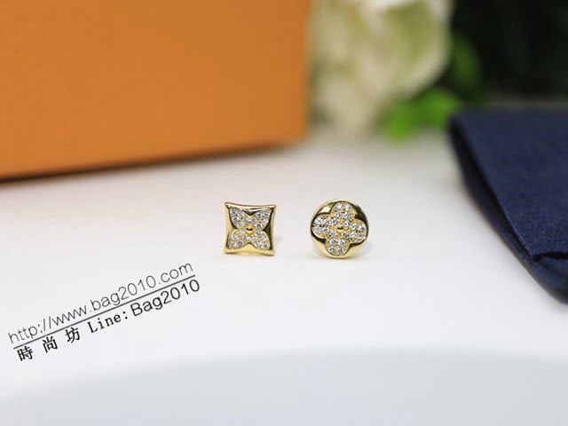 Louis Vuitton純銀飾品 路易威登滿鑽四葉草耳釘 LV不對稱耳環  zglv2116